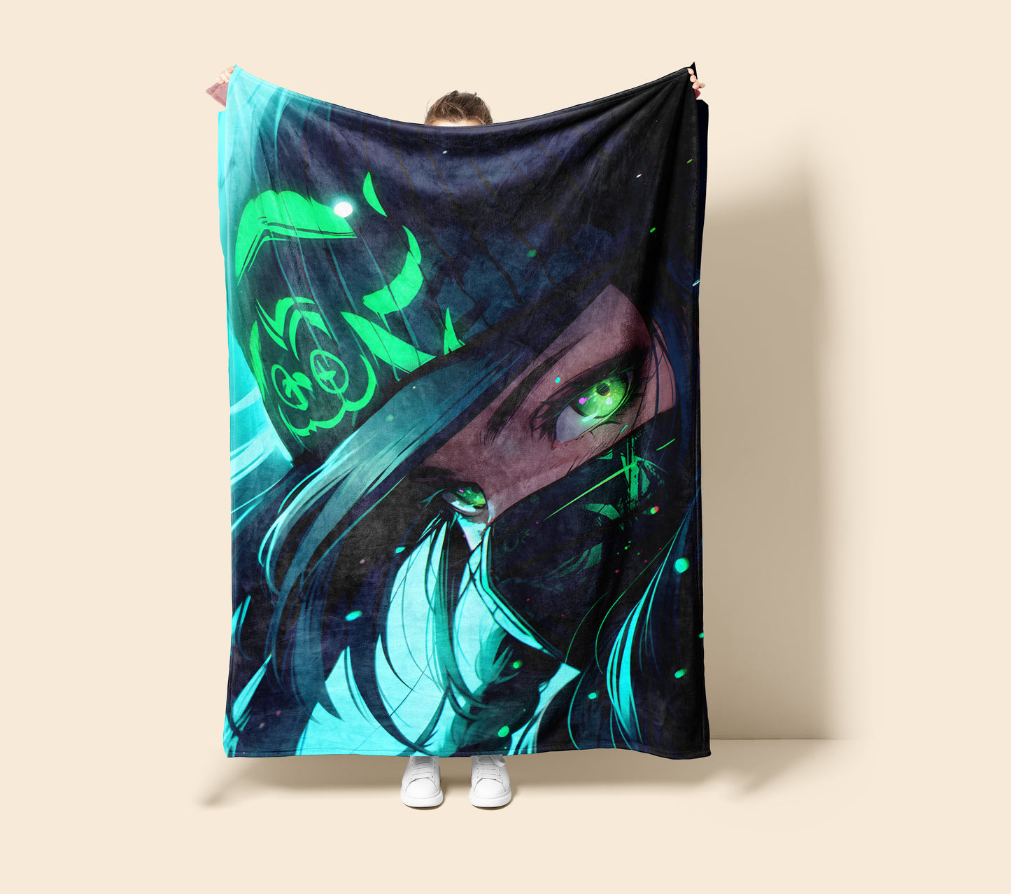 Akali Battle Form Art Blanket, League of Legends KDA Decor, Rogue Assassin Combat Style, Premium Fan Gift, Custom Art