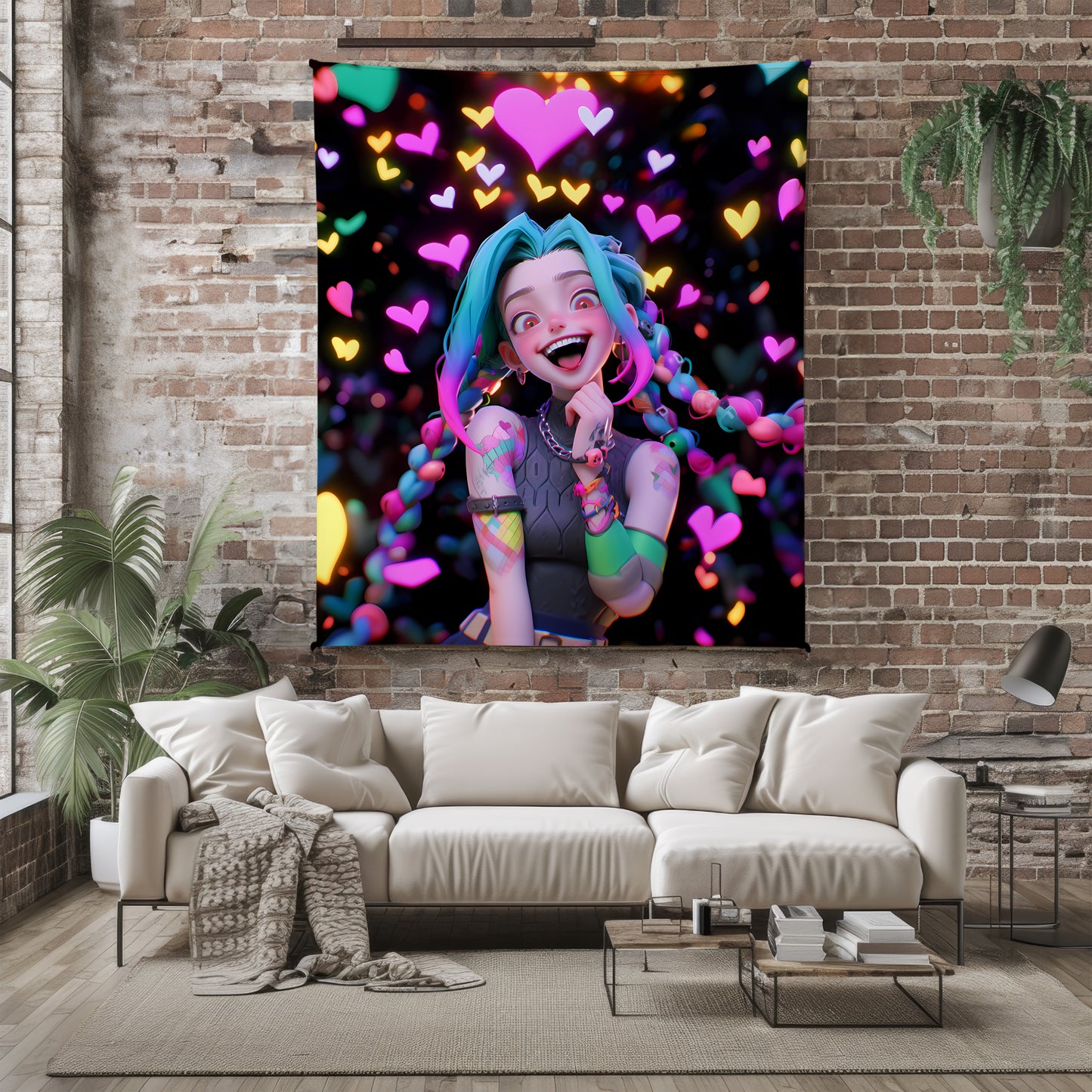 Jinx Pixar Painting Art Blanket, League of Legends Artistic Decor, Digital Concept Art Design, Premium Fan Gift, Anime Art Blanket