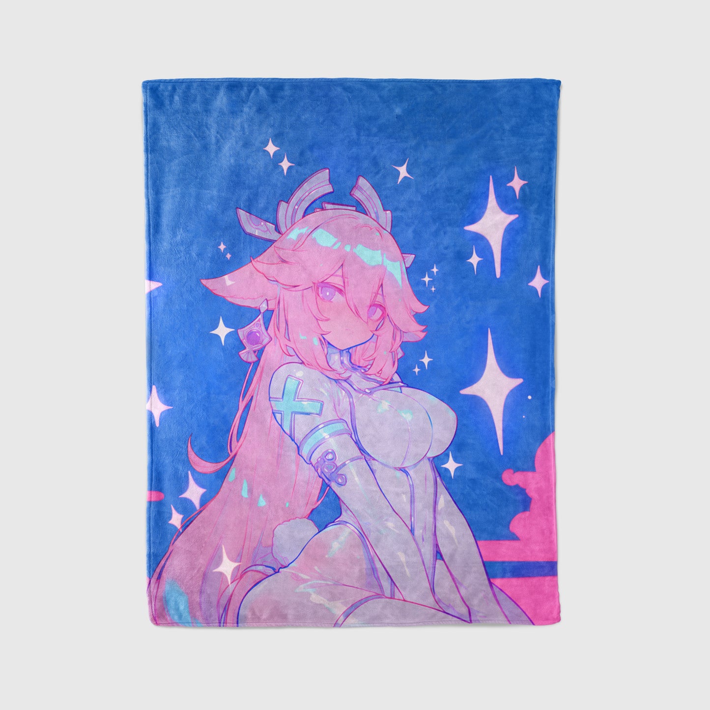 Genshin Impact Yae Miko Bodysuit Edition Flannel Art Blanket, Lady Guuji Sleek Anime Decor, Cozy Otaku Gift