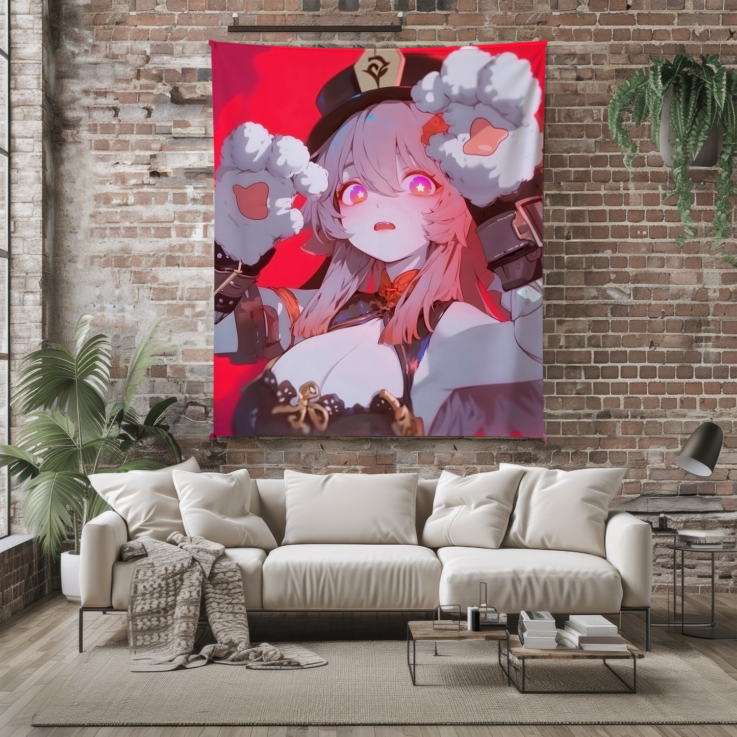 Genshin Impact Hu Tao Cat Paw Kawaii Flannel Blanket, Wangsheng Director Cute Anime Bedding, Soft Otaku Peripheral