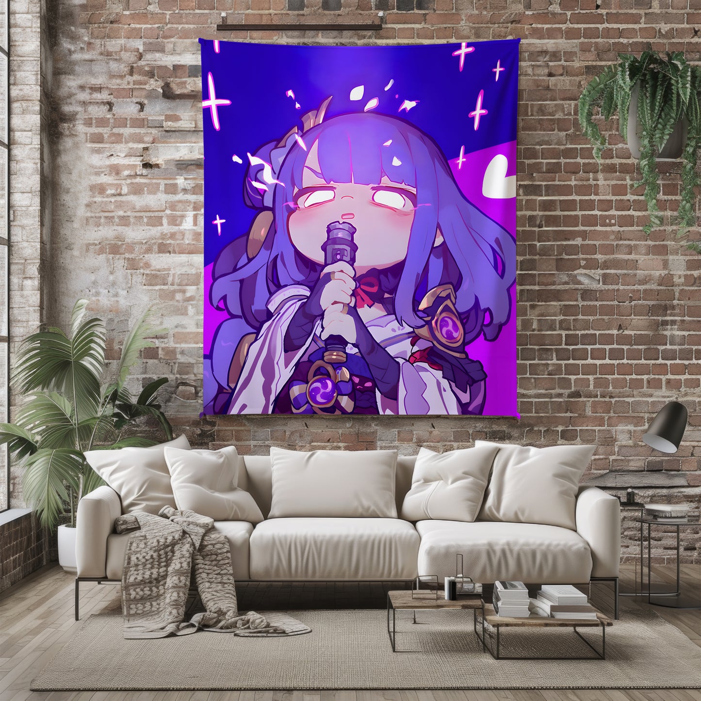 Genshin Impact Raiden Shogun Sweet Aesthetic Flannel Blanket, Kawaii Raiden Ei Cozy Decor, Premium Anime Bedding