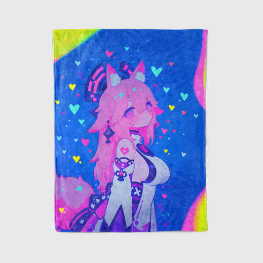 Genshin Impact Yae Miko Combat Bodysuit Flannel Blanket, Fierce Guuji Anime Bedding, High Quality Otaku Decor