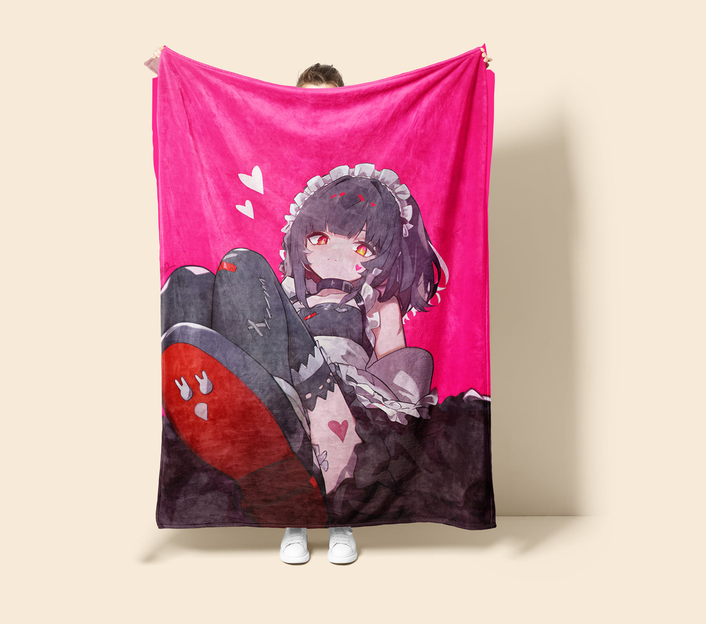Zenless Zone Zero Ellen Joe Shark Maid Flannel Blanket, ZZZ Maid Service Anime Decor, Trendy Otaku Bedding