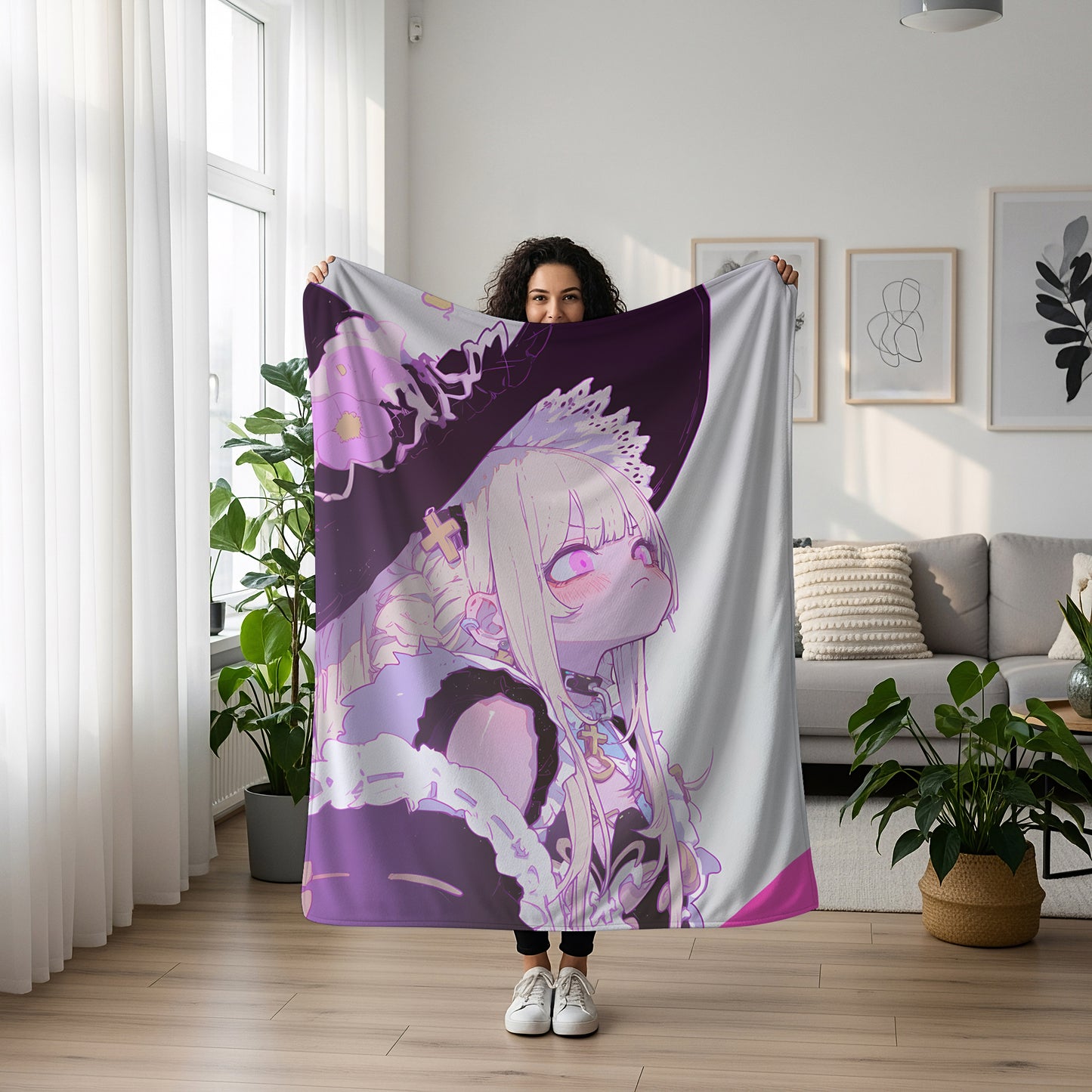 Honkai Star Rail Herta Witch Costume Flannel Blanket, Gothic Space Station Decor, Premium Anime Art Peripheral