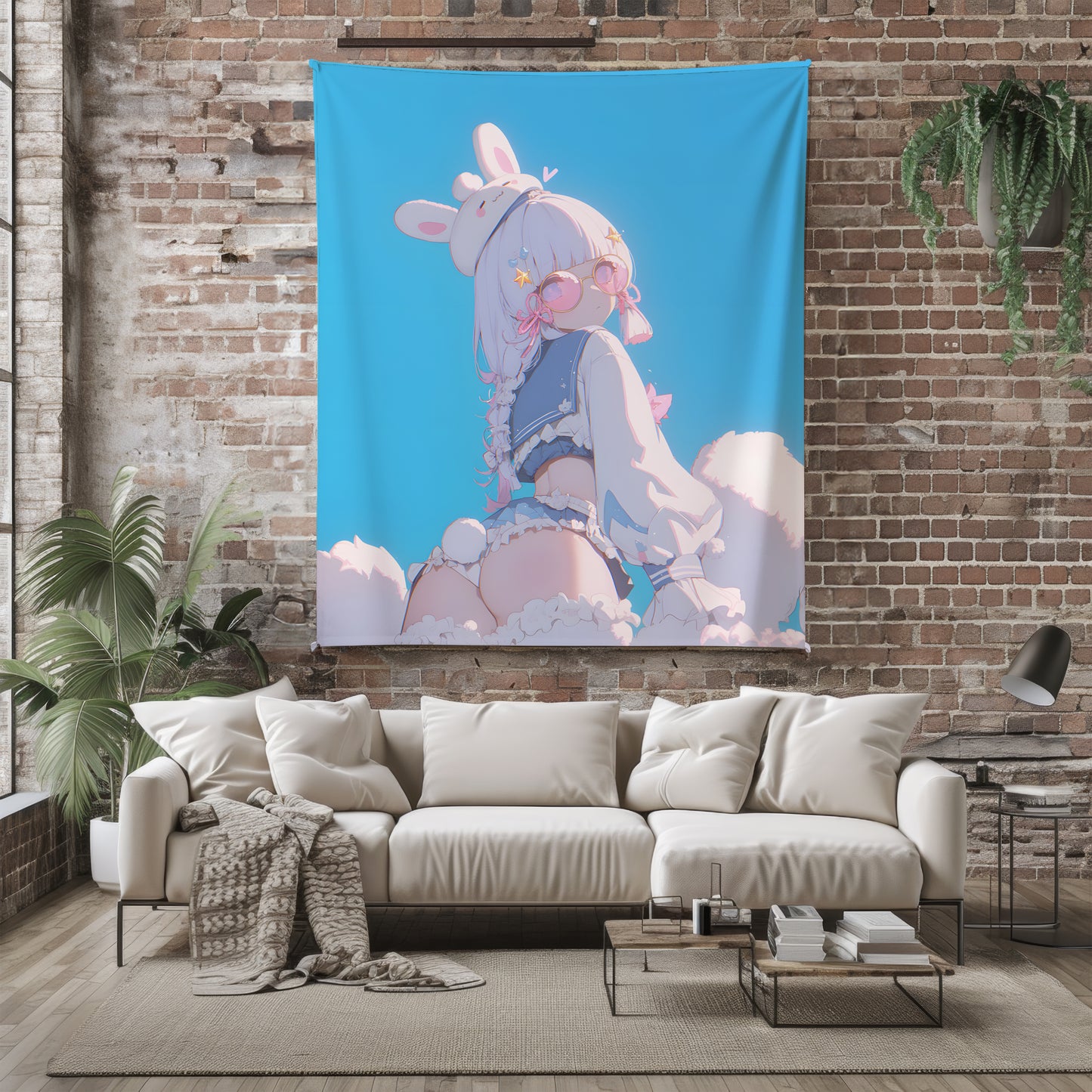 Genshin Impact Kamisato Ayaka Bunny Girl Flannel Blanket, Inazuma Princess Art Bedding, Soft Otaku Decor