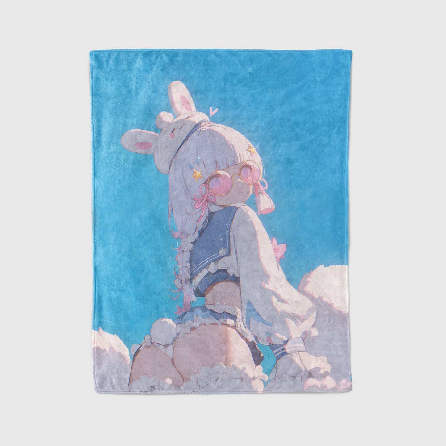 Genshin Impact Kamisato Ayaka Bunny Girl Flannel Blanket, Inazuma Princess Art Bedding, Soft Otaku Decor