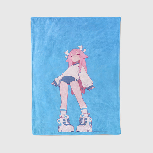 Genshin Impact Yae Miko Gym Uniform Flannel Blanket, Student Aesthetic School Decor, Premium Anime Peripheral