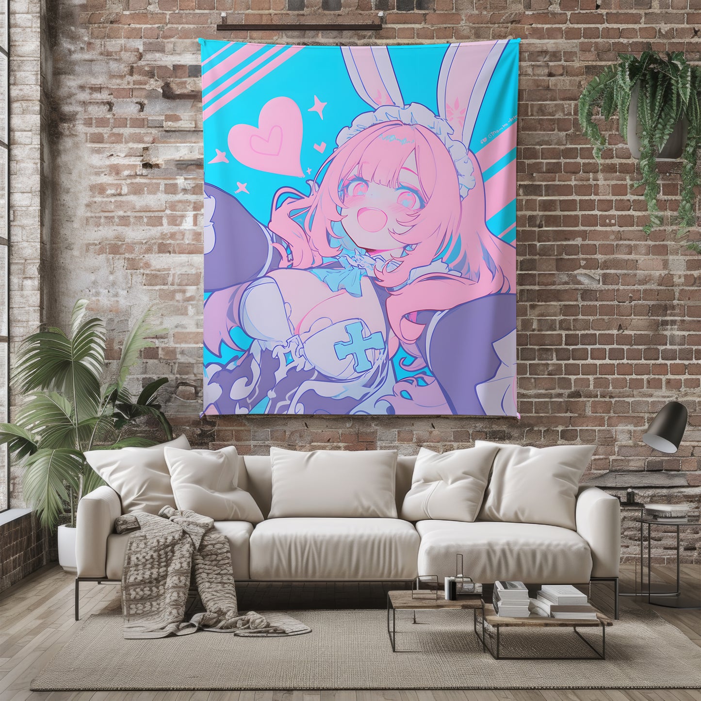 Original Character Ashley Maid Bikini Flannel Blanket, Seductive Dark Aesthetic Bedding, Premium Art Decor