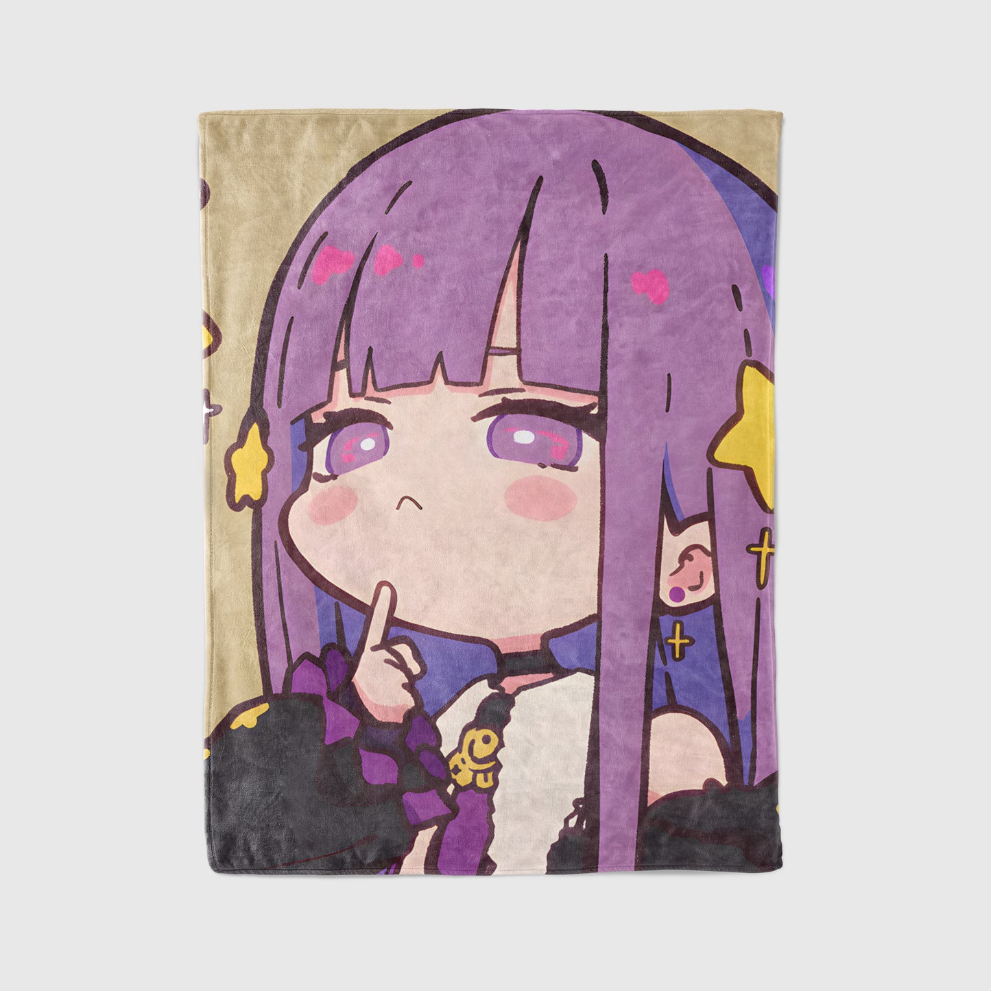 Genshin Impact Raiden Shogun Kawaii Art Flannel Blanket, Soft Raiden Ei Home Decor, Premium Otaku Gift
