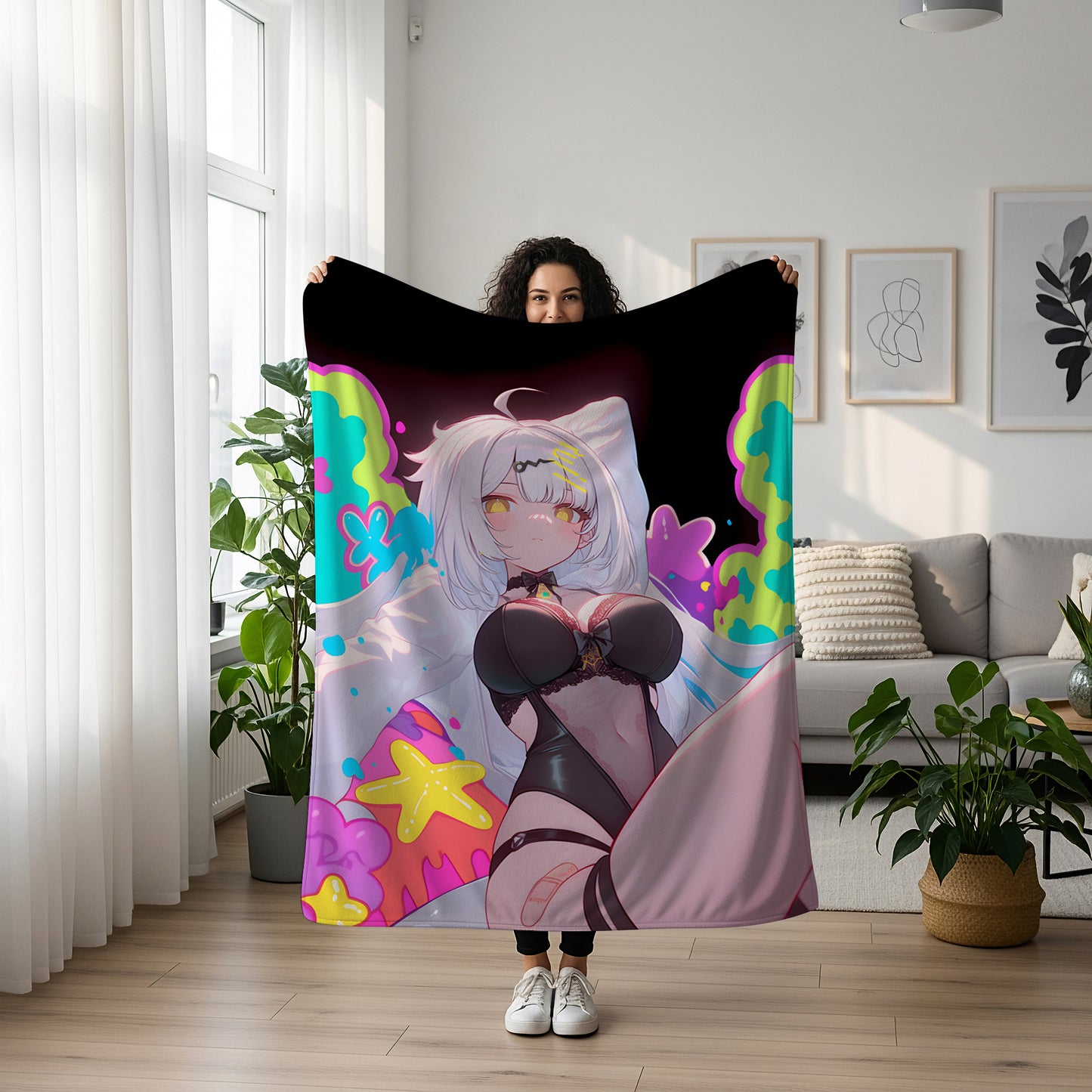 Miyabi, Zenless Zone Zero Merch, Sexy Pajamas Flannel Blanket, ZZZ Anime Peripheral, Otaku Bedding Decor