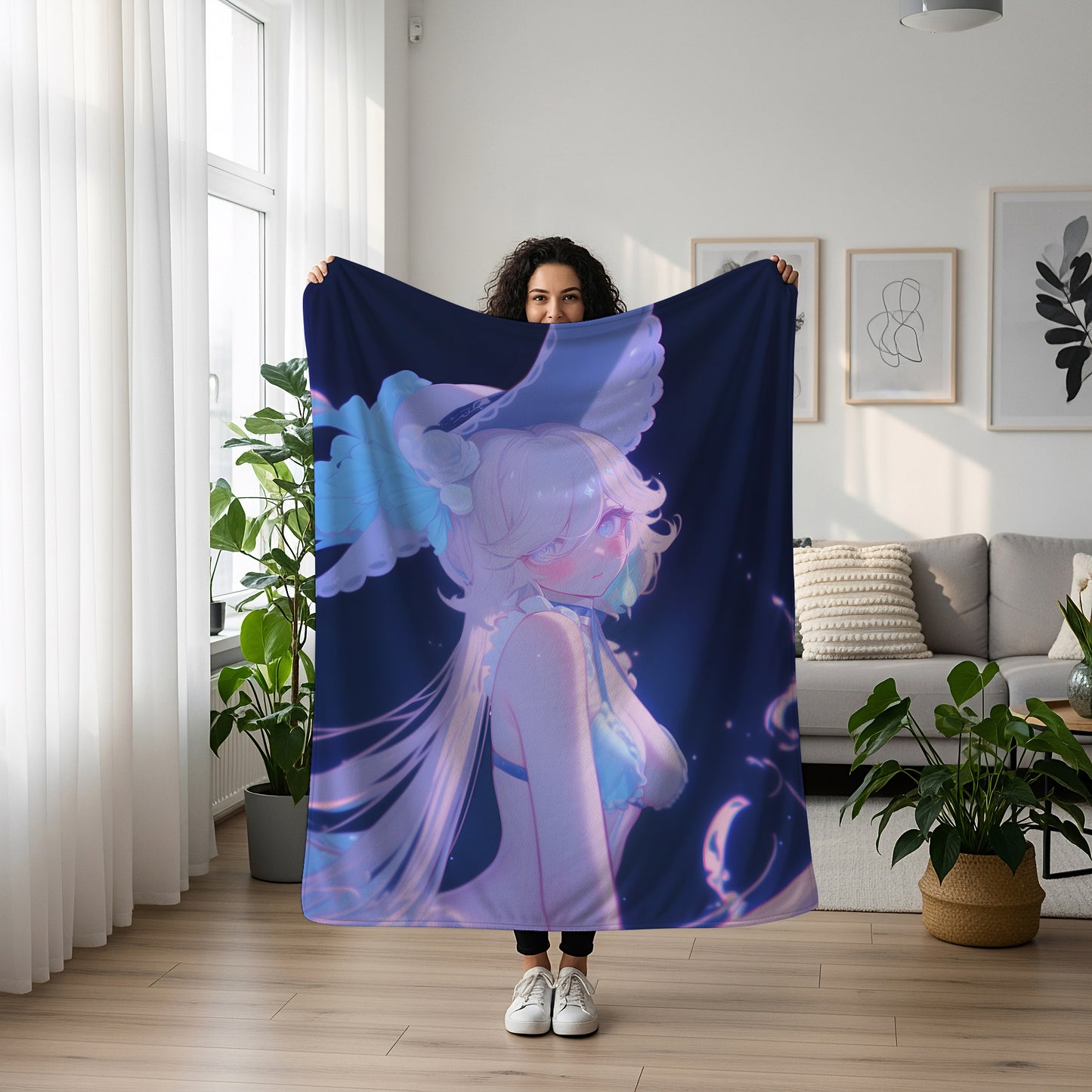 Furina, Genshin Impact Merch, Swimsuit Edition Flannel Blanket, Hydro Archon Anime Peripheral, Otaku Bedding