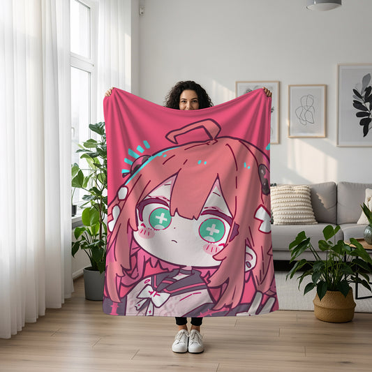Ukinami Yuzuha, Zenless Zone Zero Merch, Cute Chibi Flannel Blanket, ZZZ Anime Peripheral, Kawaii Otaku Gift