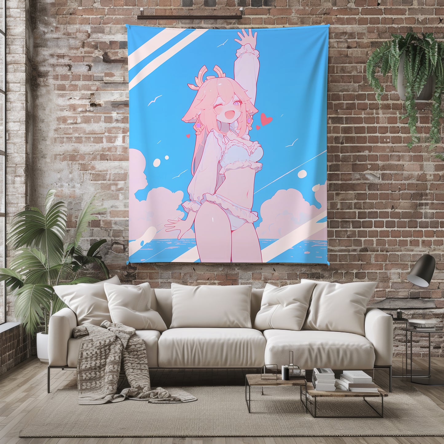 Yae Miko, Genshin Impact Merch, Summer Bikini Art Flannel Blanket, Seductive Anime Peripheral, Otaku Bedding
