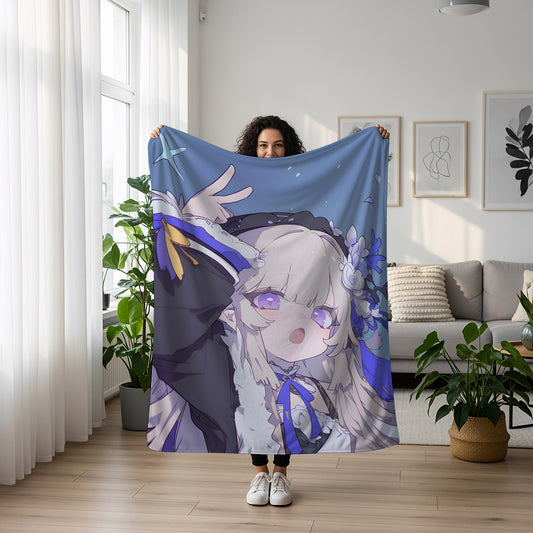 Herta, Honkai Star Rail Merch, Cute Chibi Flannel Blanket, Space Station Anime Peripheral, Kawaii Otaku Gift