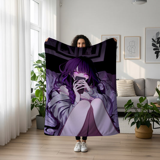 Raiden Shogun, Genshin Impact Merch, Pajamas Edition Flannel Blanket, Raiden Ei Anime Peripheral, Otaku Bedding