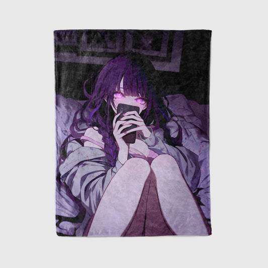 Raiden Shogun, Genshin Impact Merch, Pajamas Edition Flannel Blanket, Raiden Ei Anime Peripheral, Otaku Bedding