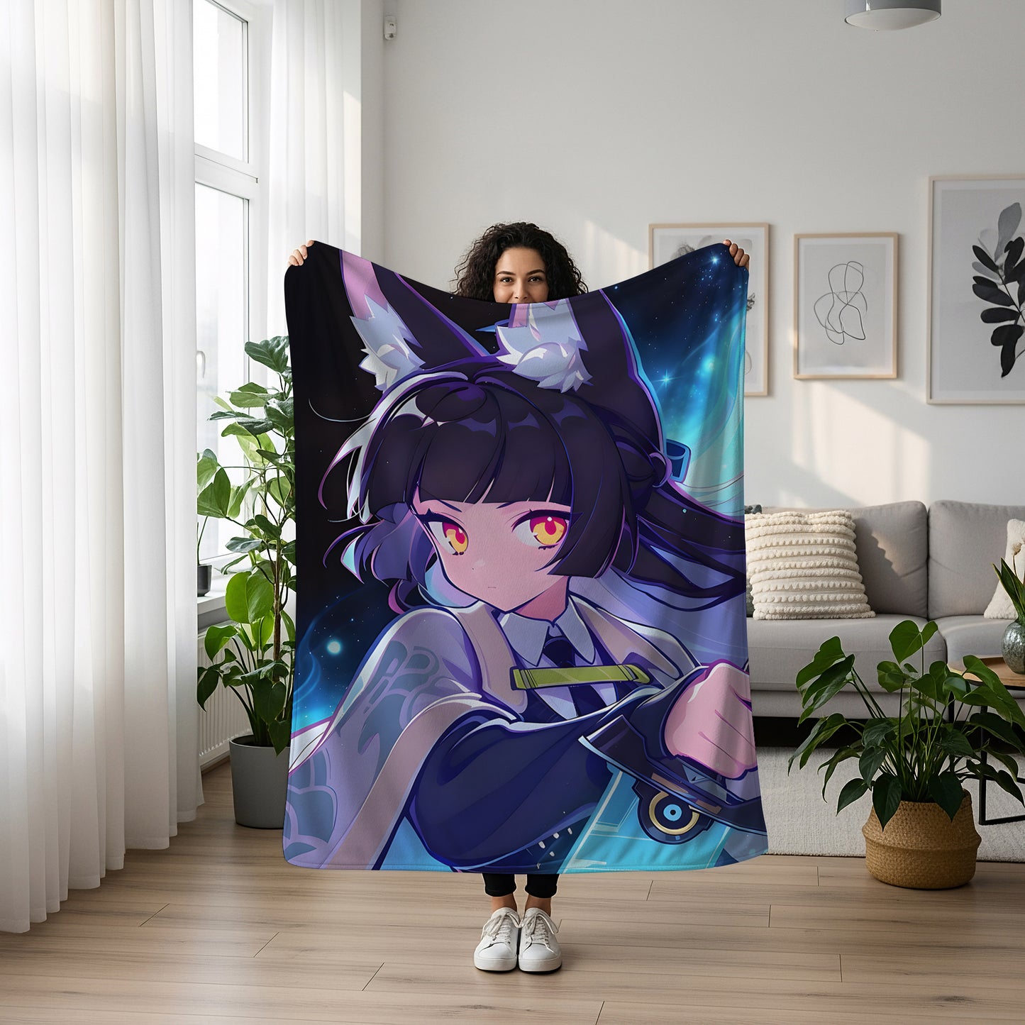 Hoshimi Miyabi, Zenless Zone Zero Merch, Combat Style Flannel Blanket, ZZZ Anime Peripheral, Otaku Bedding