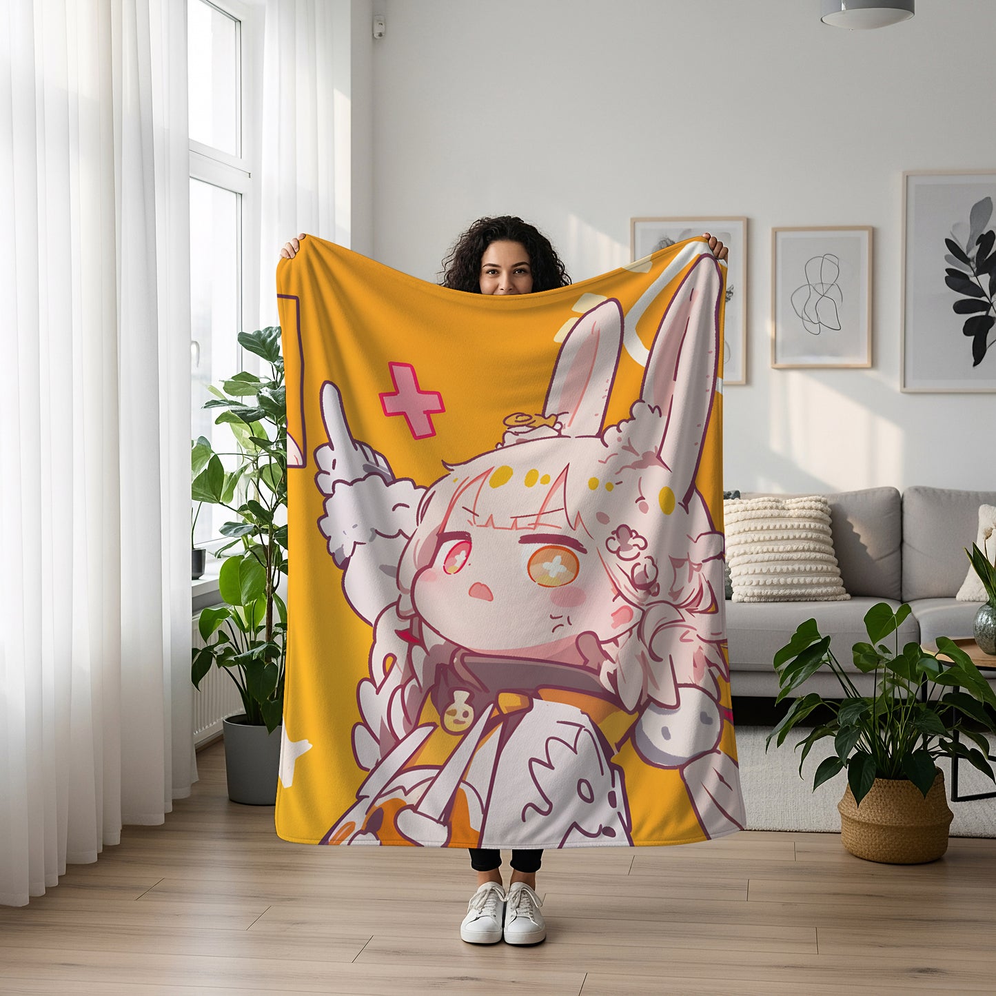 Alice Tandemfield, Anime Fan Art Merch, Cute Chibi Flannel Blanket, Kawaii Otaku Bedding, Soft Anime Peripheral