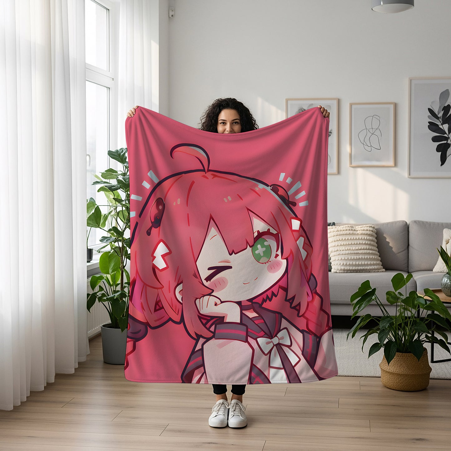 Ukinami Yuzuha, Zenless Zone Zero Merch, Sweet Aesthetic Flannel Blanket, ZZZ Anime Peripheral, Otaku Bedding
