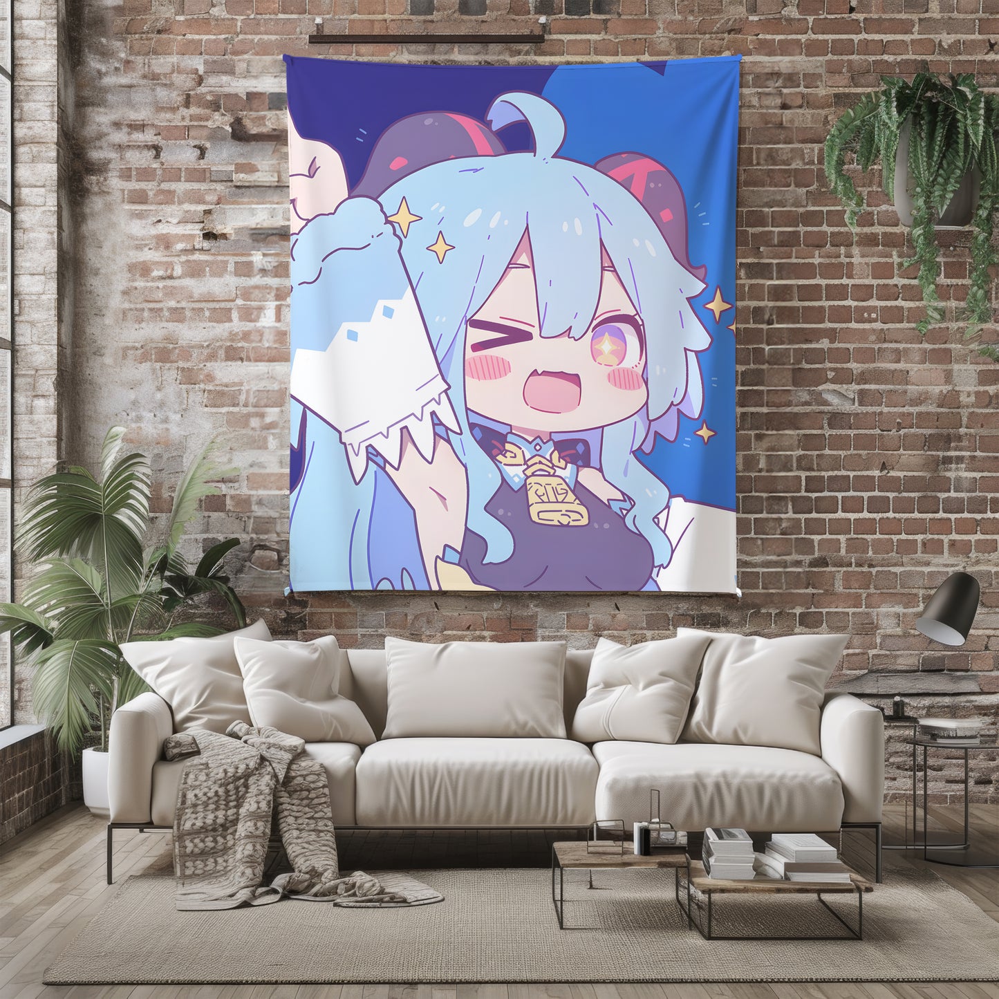 Ganyu, Genshin Impact Merch, Cute Chibi Flannel Blanket, Liyue Adeptus Anime Peripheral, Kawaii Otaku Gift