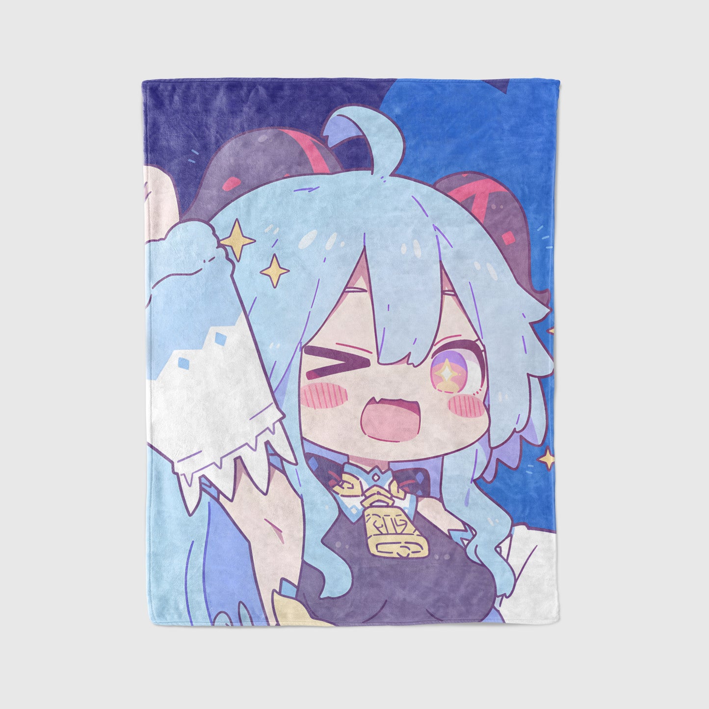 Ganyu, Genshin Impact Merch, Cute Chibi Flannel Blanket, Liyue Adeptus Anime Peripheral, Kawaii Otaku Gift