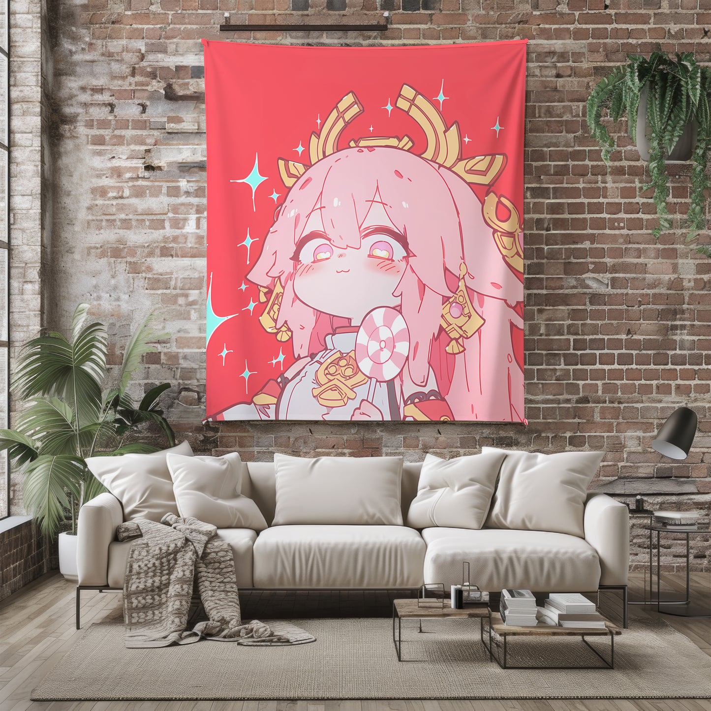 Yae Miko, Genshin Impact Merch, Cute Chibi Aesthetic Flannel Blanket, Lady Guuji Anime Peripheral, Kawaii Otaku Gift