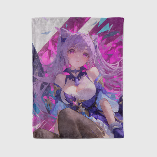 Keqing, Genshin Impact Merch, Sweet Moe Style Flannel Blanket, Liyue Qixing Anime Peripheral, Otaku Decor