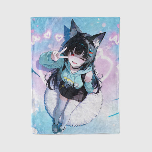 Hoshimi Miyabi, Zenless Zone Zero Merch, Cat Ear Kawaii Flannel Blanket, ZZZ Anime Peripheral, Otaku Bedding