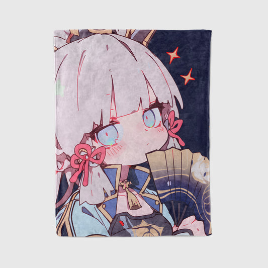Kamisato Ayaka, Genshin Impact Merch, Cute Chibi Flannel Blanket, Shirasagi Himegimi Anime Peripheral, Otaku Gift