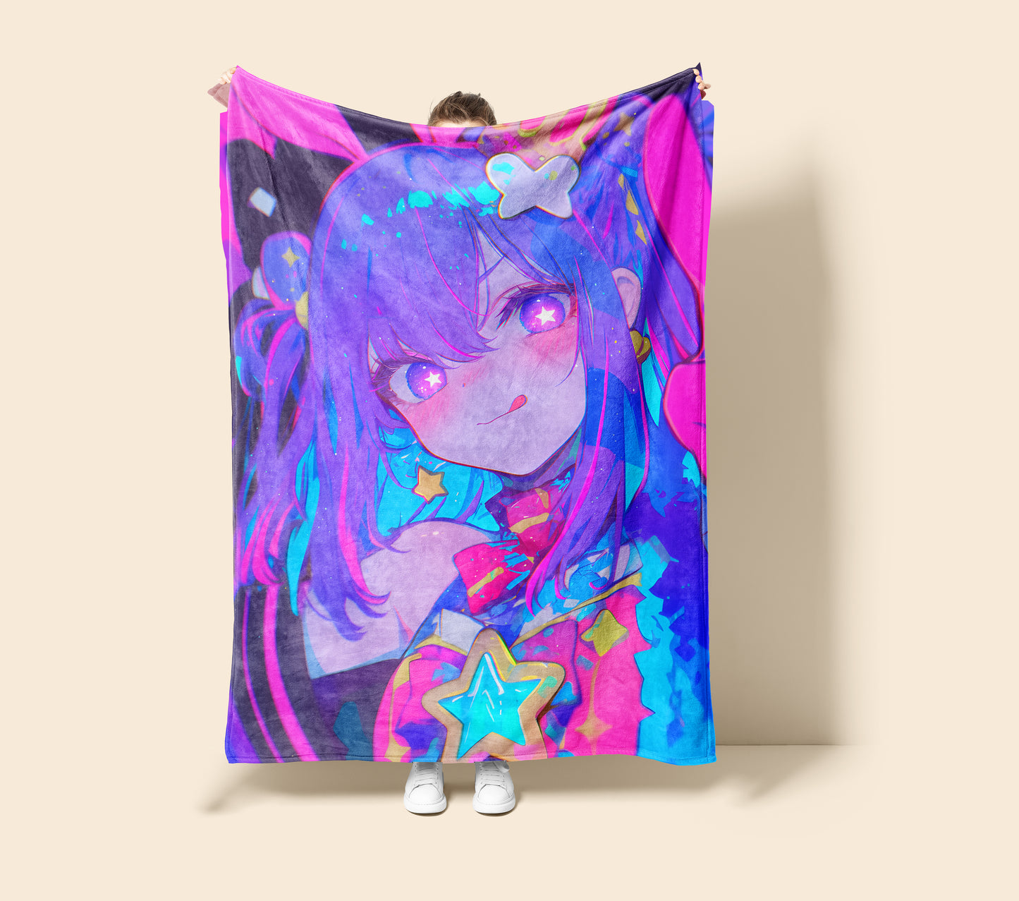 Ai Hoshino, Oshi no Ko Merch, Kawaii Idol Flannel Blanket, Anime Idol Decor, Otaku Peripheral Gift
