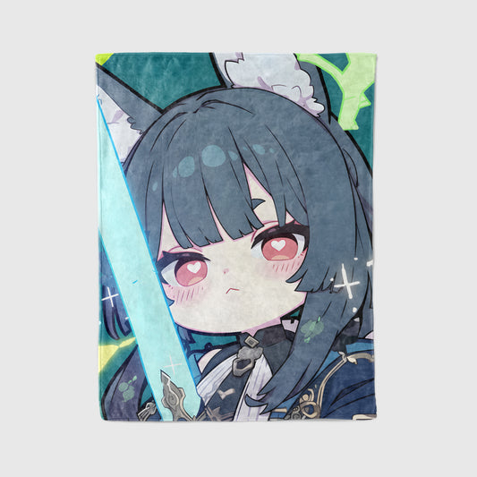 Hoshimi Miyabi, Zenless Zone Zero Merch, Cute Chibi Flannel Blanket, ZZZ Anime Peripheral, Kawaii Otaku Decor