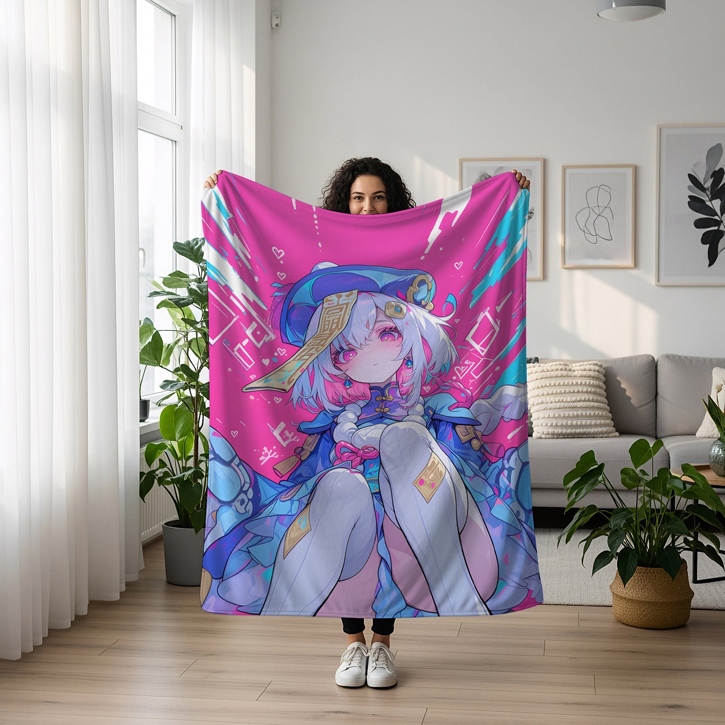 Qiqi, Genshin Impact Merch, Princess Style Flannel Blanket, Liyue Zombie Anime Peripheral, Otaku Bedding