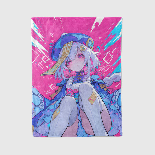Qiqi, Genshin Impact Merch, Princess Style Flannel Blanket, Liyue Zombie Anime Peripheral, Otaku Bedding