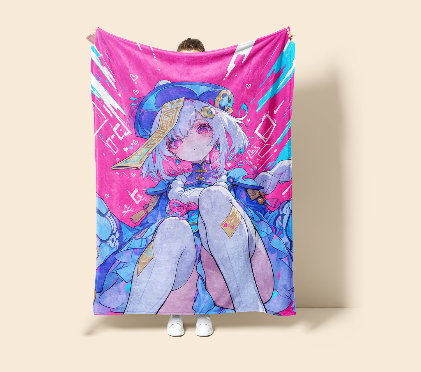 Qiqi, Genshin Impact Merch, Princess Style Flannel Blanket, Liyue Zombie Anime Peripheral, Otaku Bedding