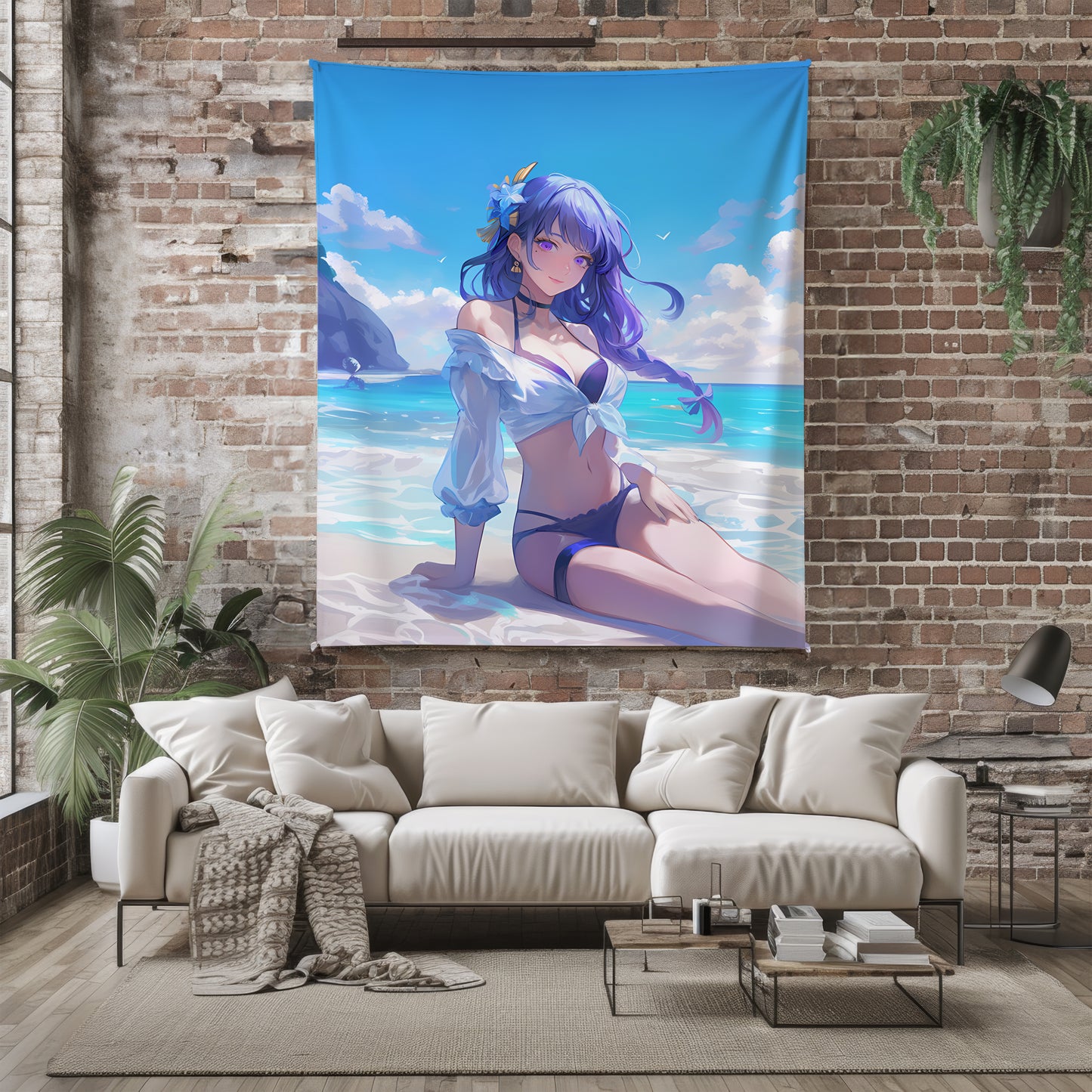 Raiden Shogun, Genshin Impact Merch, Summer Bikini Flannel Blanket, Seductive Anime Peripheral, Otaku Home Decor