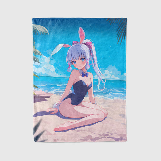 Kamisato Ayaka, Genshin Impact Merch, High Cut Swimsuit Flannel Blanket, Seductive Anime Peripheral, Otaku Bedding