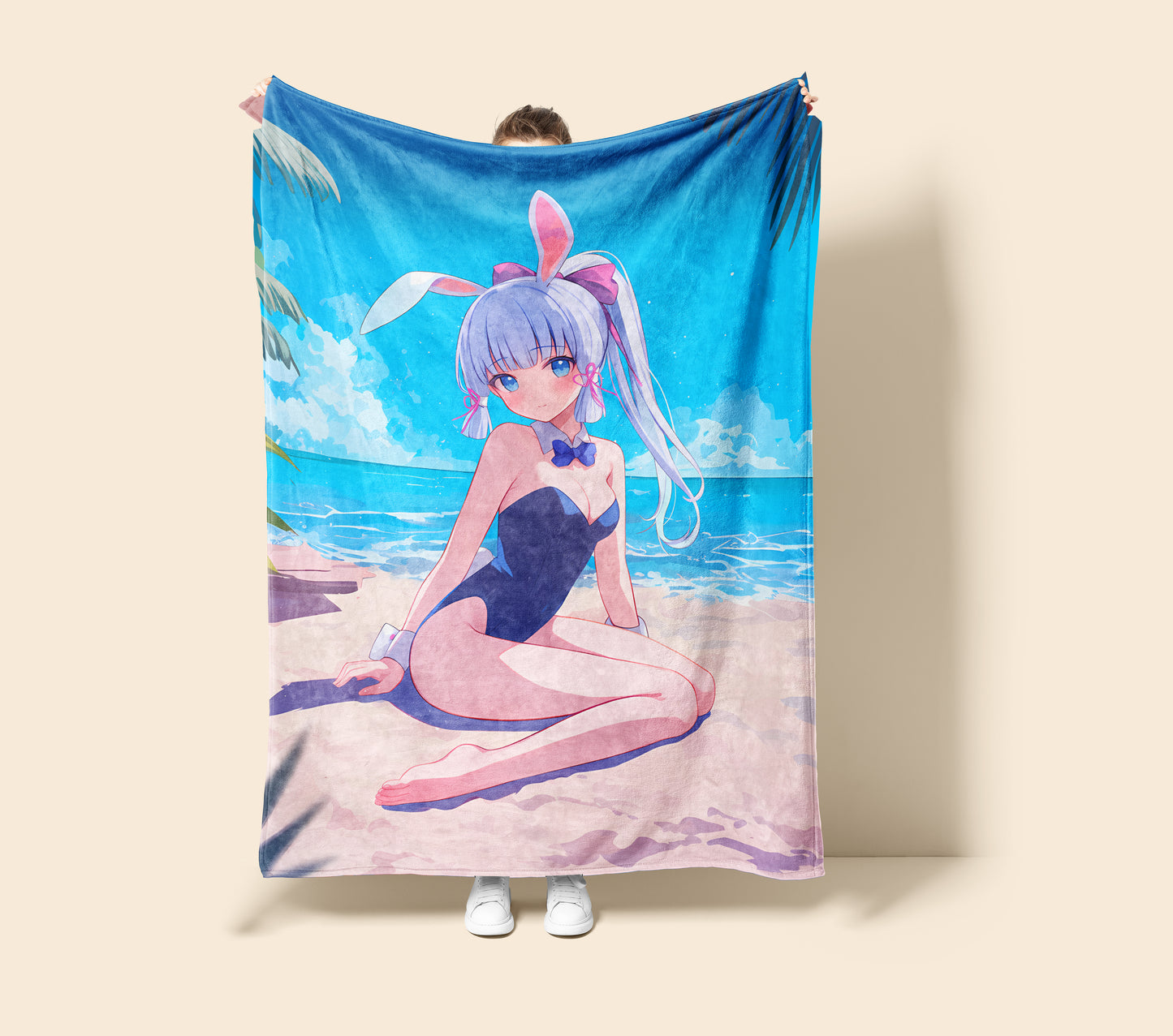 Kamisato Ayaka, Genshin Impact Merch, High Cut Swimsuit Flannel Blanket, Seductive Anime Peripheral, Otaku Bedding