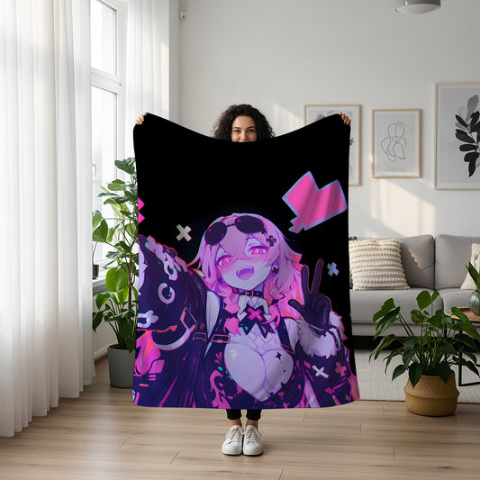 Kafka, Honkai Star Rail Merch, Graffiti Style Flannel Blanket, Stellaron Hunter Anime Peripheral, Otaku Art Decor