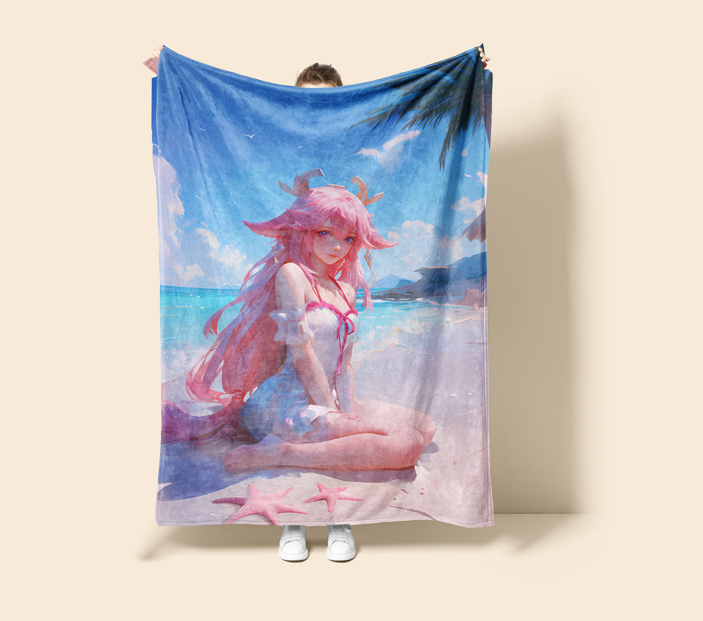 Yae Miko, Genshin Impact Merch, Summer Casual Flannel Blanket, Guuji Anime Peripheral, Premium Otaku Gift