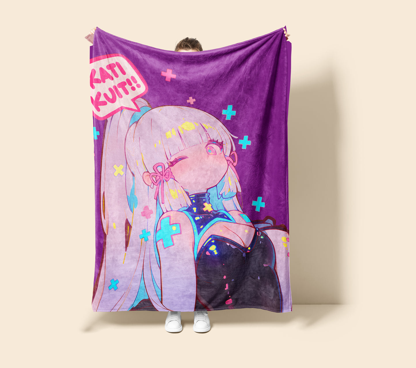 Kamisato Ayaka, Genshin Impact Merch, Kawaii Wink Flannel Blanket, Shirasagi Himegimi Anime Peripheral, Otaku Bedding