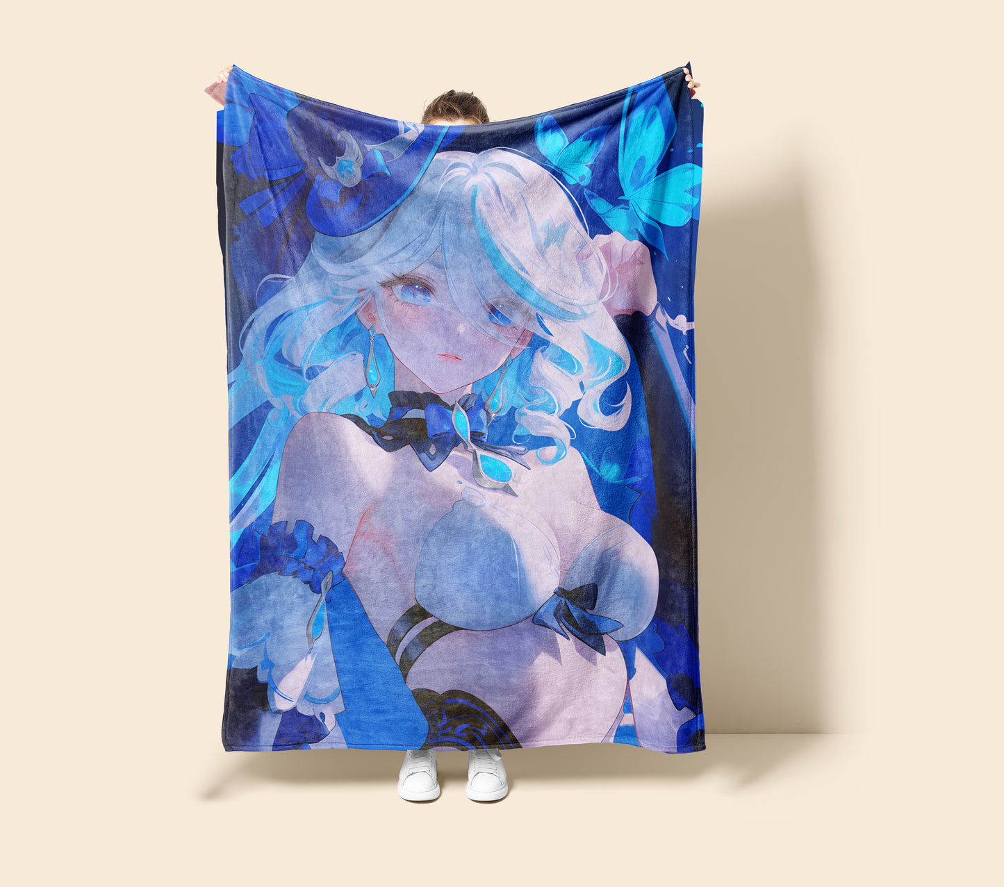 Furina, Genshin Impact Merch, Goddess Swimsuit Flannel Blanket, Hydro Archon Anime Peripheral, Premium Otaku Gift