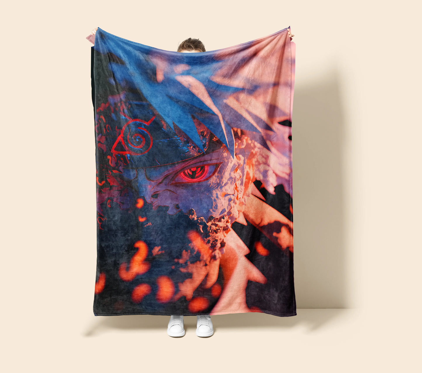 Kakashi Hatake Realistic Art Style Flannel Blanket, Naruto Shippuden Ninja Master, Anime Room Decor, Wall Hanging Art Gift