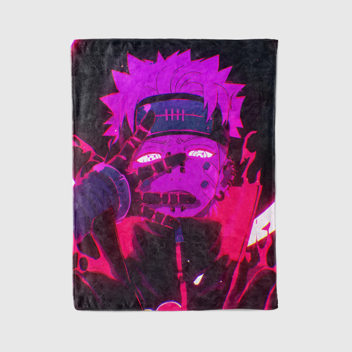 Uzumaki Naruto Neon Glow Style Flannel Blanket, Naruto Anime Cyberpunk Ninja, Vibrant Wall Decor, Otaku Collection Gift