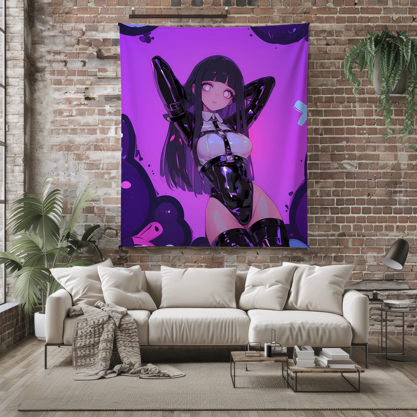 Hinata Hyuga Sexy Latex Bodysuit Style Flannel Blanket, Naruto Anime Girl, Otaku Bedroom Decor, Wall Hanging Art, Gift for Men