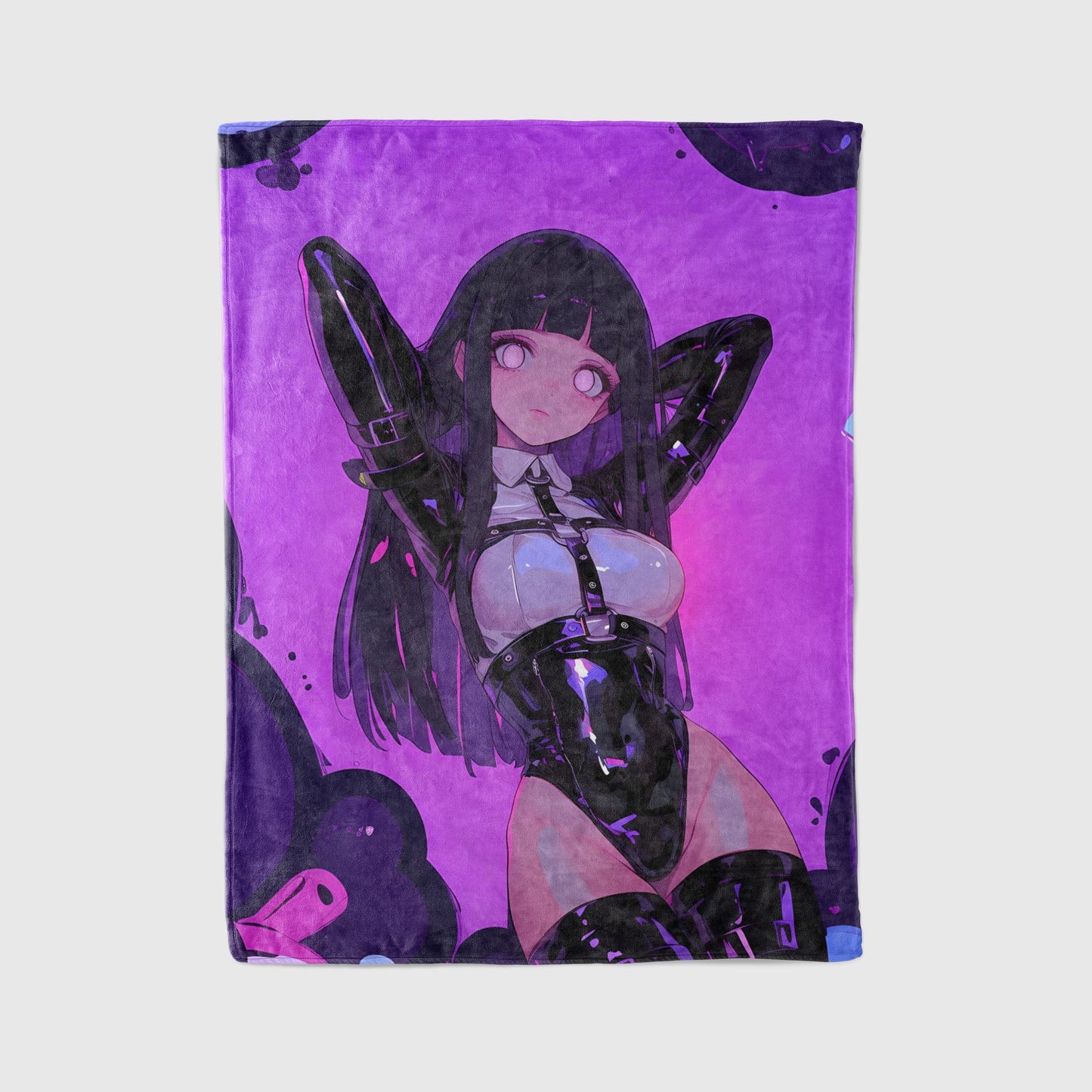 Hinata Hyuga Sexy Latex Bodysuit Style Flannel Blanket, Naruto Anime Girl, Otaku Bedroom Decor, Wall Hanging Art, Gift for Men