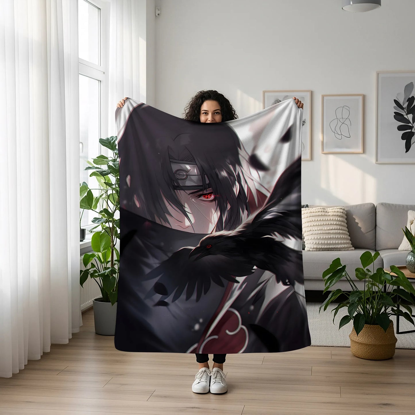 Itachi Uchiha Classic Ninja Style Flannel Blanket, Naruto Shippuden Uchiha Clan Master, Anime Wall Art, Fan Collection Gift