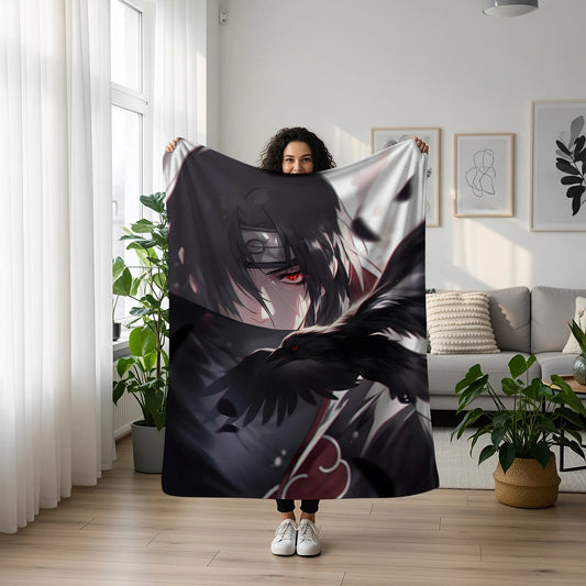 Itachi Uchiha Classic Ninja Style Flannel Blanket, Naruto Shippuden Uchiha Clan Master, Anime Wall Art, Fan Collection Gift