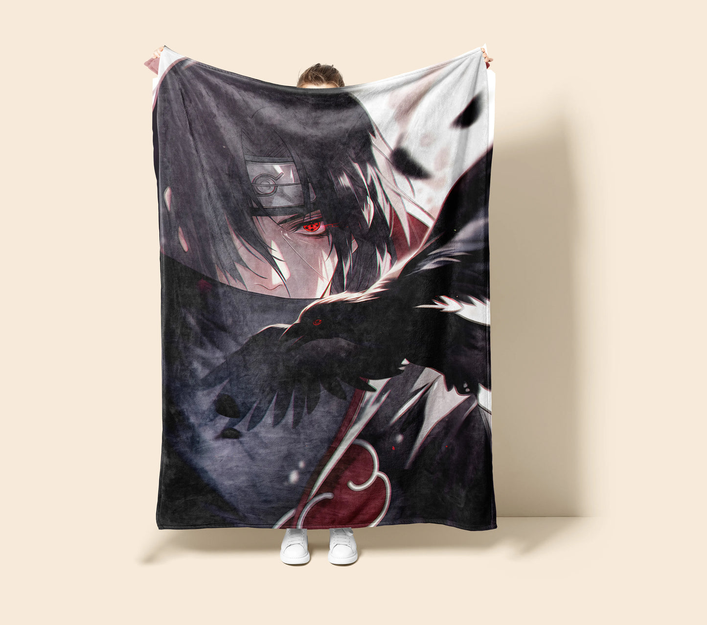 Itachi Uchiha Classic Ninja Style Flannel Blanket, Naruto Shippuden Uchiha Clan Master, Anime Wall Art, Fan Collection Gift
