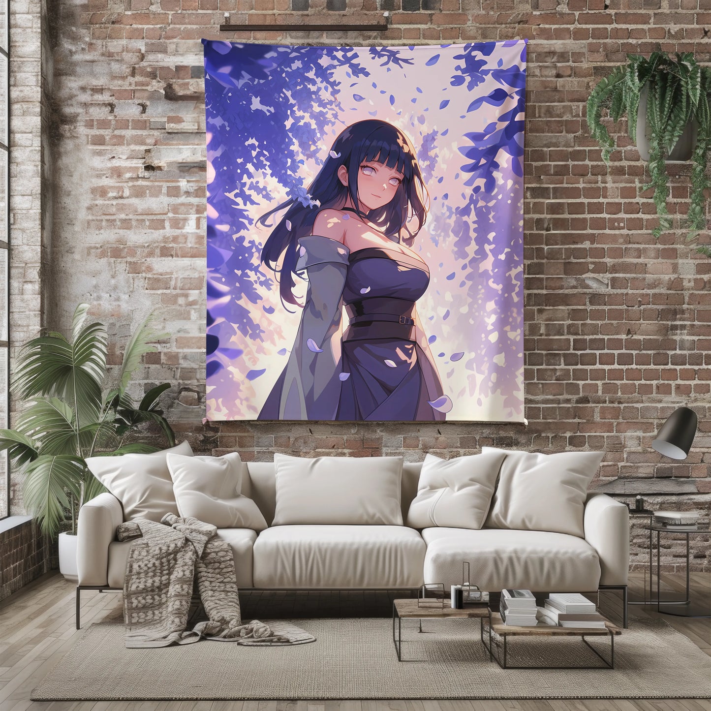Hinata Hyuga Classic Manga Style Flannel Blanket, Naruto Anime Art, Cute Girl Wall Hanging, Otaku Home Decor Gift