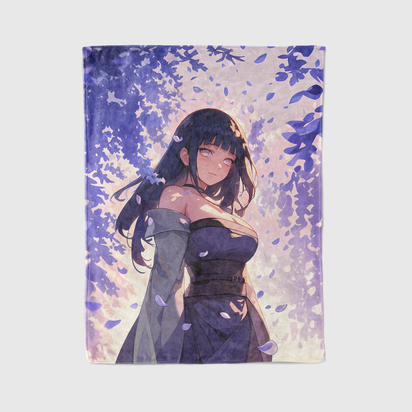 Hinata Hyuga Classic Manga Style Flannel Blanket, Naruto Anime Art, Cute Girl Wall Hanging, Otaku Home Decor Gift